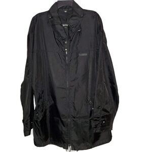 Kenneth Cole Reaction Mens Jacket Large Black Coat Pockets Nylon Long Winter